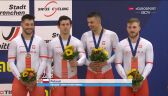 Ceremonia medalowa po sprincie drużynowym mężczyzn w mistrzostwach Europy