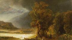 &quot;Krajobraz z miłosiernym Samarytaninem&quot; Rembrandt Harmensz van Rijn, 1638 r.