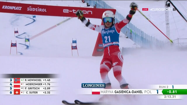 Fantastyczny 2. przejazd Maryny Gąsienicy-Daniel w slalomie gigancie w Kronplatz