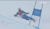 Pekin. Narciarstwo alpejskie. Luca DE ALIPRANDINI wypadł z trasy slalomu giganta