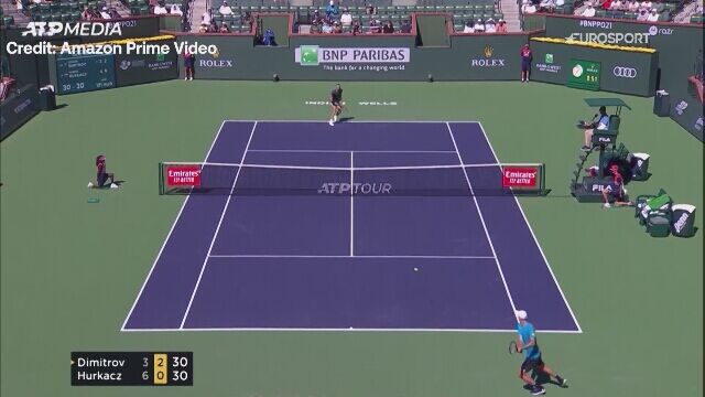 Skrót meczu Dimitrow - Hurkacz w ćwierćfinale w Indian Wells