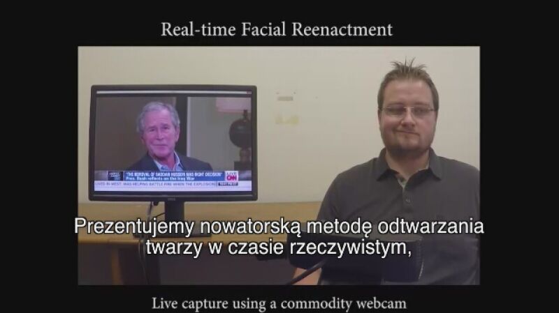 efekty narzędzia Face2Face, stworzonego przez naukowców